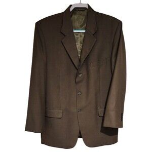 Nino Cerruti Italy Mens Cashmere Wool Single-Breasted Blazer Olive Brown Sz 46L